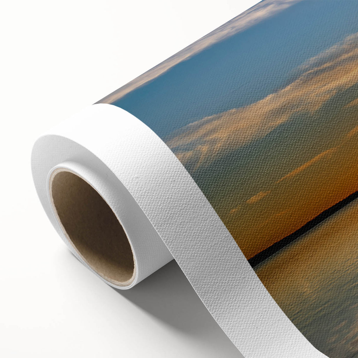 Art Deco-style poster of Oklahoma scenery in muted green and brown tones on rolled canvas, ideal for nursery wall art.