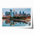 Extra large rolled print of Philadelphia scenery with floral elements in muted colors, ideal for art wall dining room.