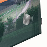 Large abstract wall art featuring a Pennsylvania scenery in muted earth tones on acrylic glass, ideal for dining room decor.