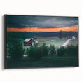 Black and white framed canvas of a vintage Pennsylvania landscape, ideal for bedroom wall decor.