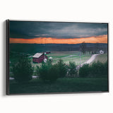 Black and white framed canvas of a vintage Pennsylvania landscape, ideal for bedroom wall decor.