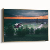 Framed canvas depicting a vintage-style Pennsylvania landscape in black and gold tones, ideal for bedroom wall art.