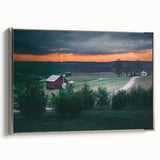 Framed canvas featuring a vintage-style Pennsylvania landscape painting with vibrant colors on a black background.