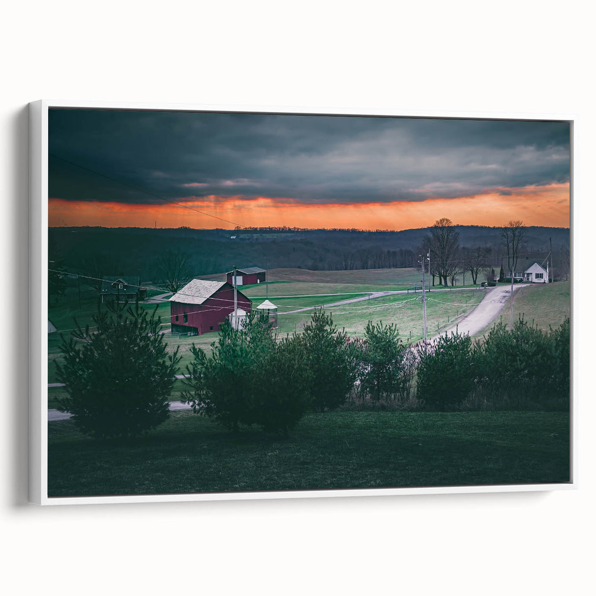 Vintage poster art of Pennsylvania scenery in colorful hues on a large framed canvas, ideal for living room decor.