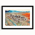 Abstract art print of Phoenix Valley in colorful, textured style on a large framed canvas, ideal for living room decor.