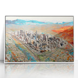 Art deco style poster of Phoenix Valley in muted pastel shades, framed acrylic, ideal for modern art wall decor.