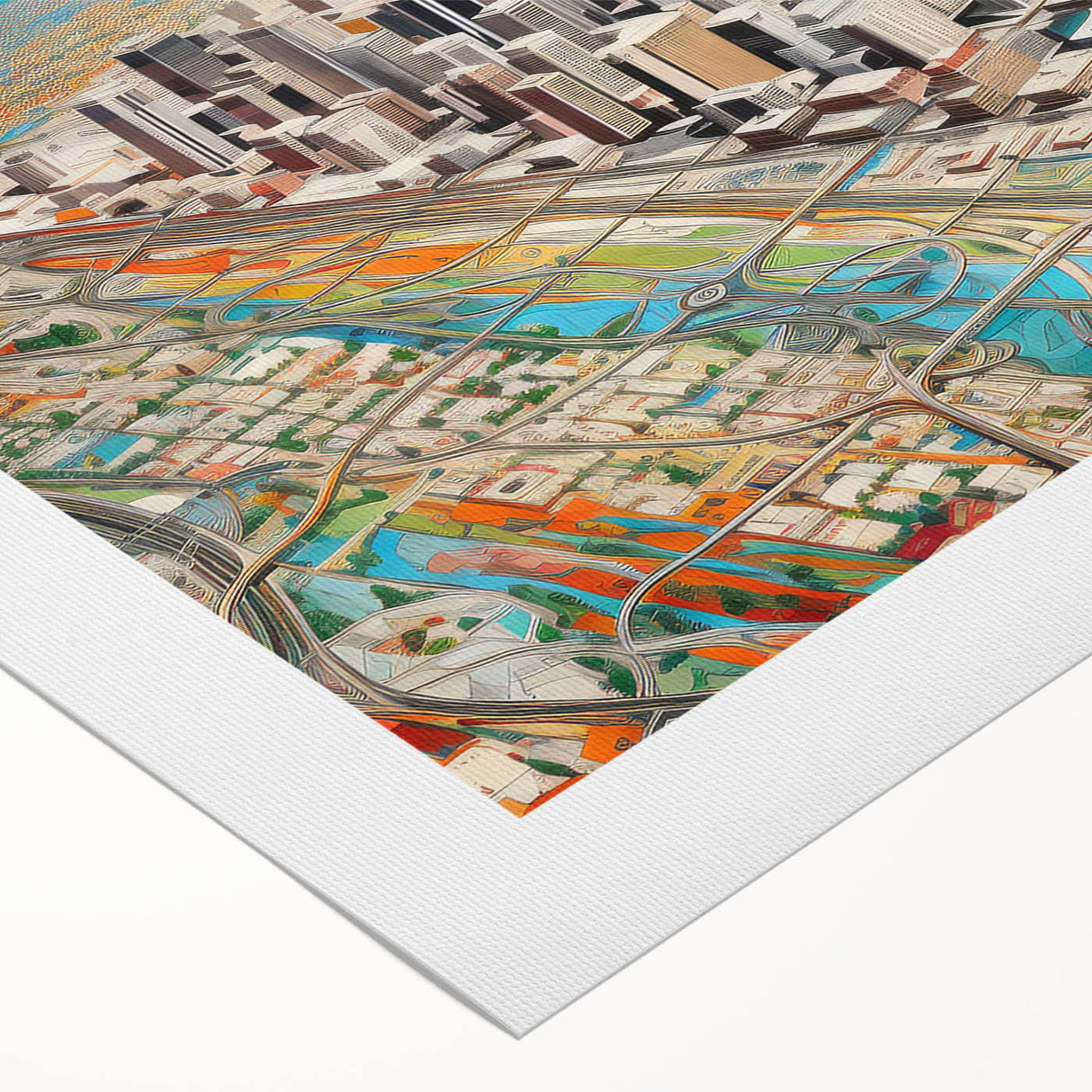 Art deco poster of Phoenix valley with muted earth tones on rolled canvas, suitable for dining room wall art.