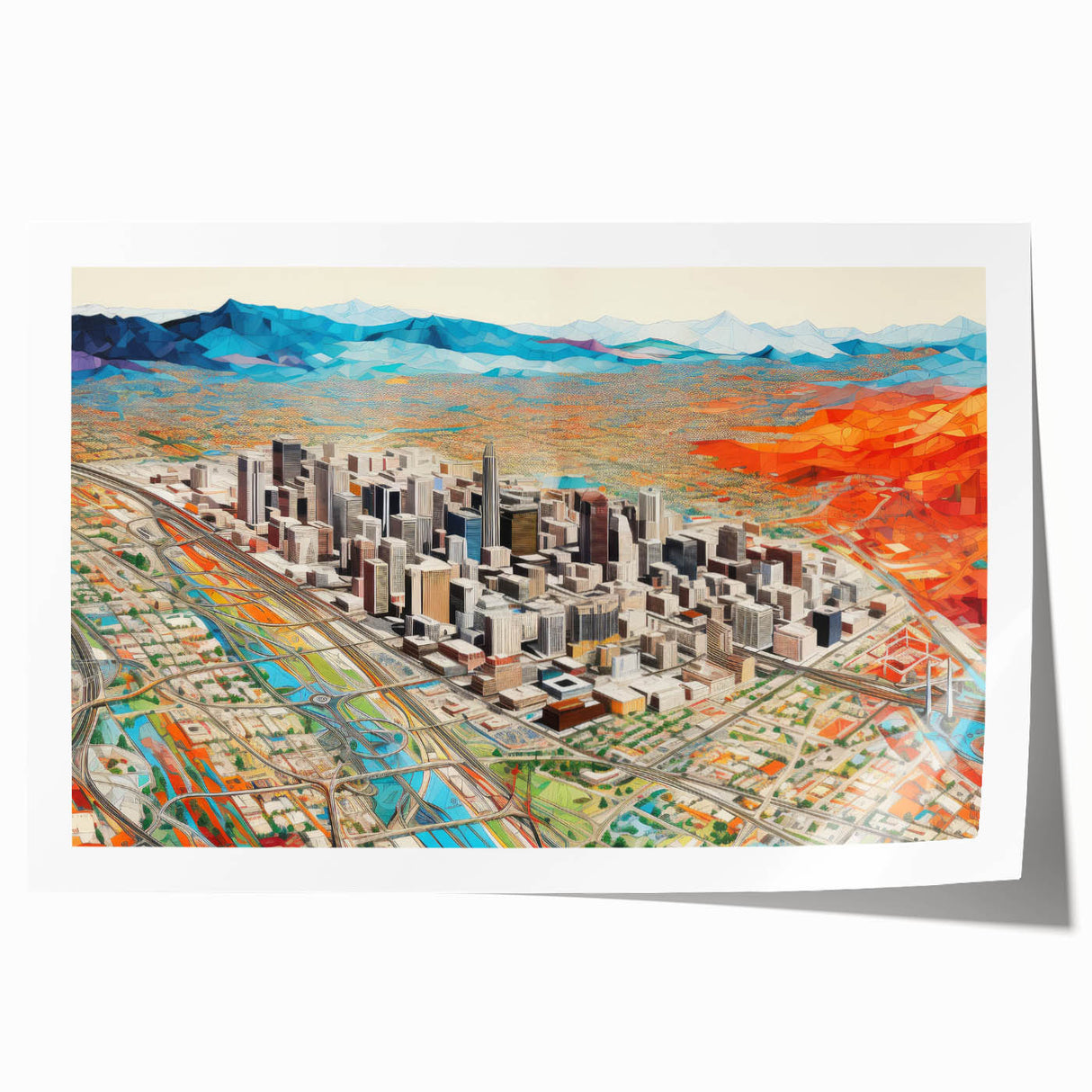Extra large rolled print of Phoenix valley scenery in muted earth tones, suitable for dining room wall art.
