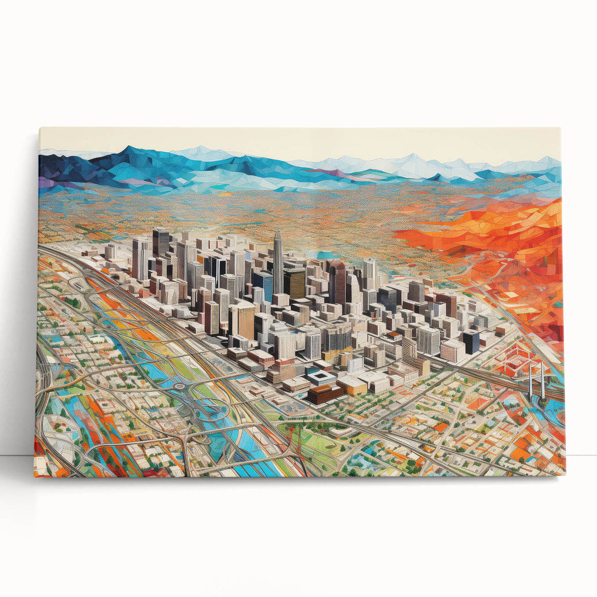 Black and white stretched canvas featuring a panoramic view of Phoenix Valley, ideal for kitchen wall art.