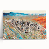 Black and white stretched canvas featuring a panoramic view of Phoenix Valley, ideal for kitchen wall art.