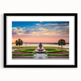 Abstract art print of Charleston with vibrant, colorful textures on a large framed canvas, ideal for living room decor.