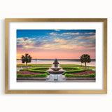 Extra large abstract art print of Charleston scenery in gold frame, with textured details, suitable for living room decor.