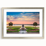 Textured abstract art print of Charleston scenery in silver frame, with muted earth tones, ideal for bedroom art.