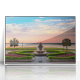 Art deco poster of Charleston scenery in muted pastel shades, framed acrylic, ideal for modern nursery wall art.