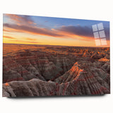 Acrylic print of the South Dakota Badlands in muted earth tones, suitable for bedroom or dining room art.