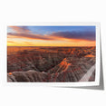Scenic view of South Dakota Badlands in muted earth tones on rolled canvas, suitable for dining room wall art.