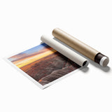 Scenic view of South Dakota Badlands on a rolled print, featuring earthy tones, ideal for classy bathroom wall art.