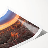 Extra large wall art featuring a scenic view of South Dakota Badlands in muted earth tones on a rolled print.