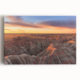 Black and white photograph of South Dakota Badlands on stretched canvas, ideal for kitchen wall art.