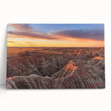 Black and white stretched canvas of South Dakota Badlands, ideal for kitchen wall art or bedroom decor.