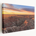 Large art print of South Dakota Badlands on stretched canvas, featuring earthy red and brown tones.