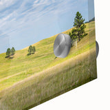 Mid-century modernist art of South Dakota scenery in acrylic, featuring earthy tones, ideal for dining room art.