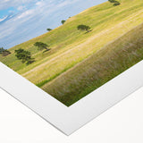 Art deco poster of South Dakota scenery in muted earth tones on rolled canvas, suitable for dining room or bathroom decor.