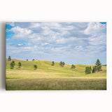 Black and white photograph of South Dakota landscape on stretched canvas, ideal for kitchen wall art.