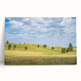 Black and white photo of South Dakota scenery on large stretched canvas, ideal for kitchen wall art or bedroom decor.