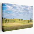 Large art depicting South Dakota scenery on stretched canvas, featuring earthy tones, ideal for kitchen wall decor.