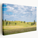 Large art depicting South Dakota scenery on stretched canvas, featuring earthy tones, ideal for kitchen wall decor.