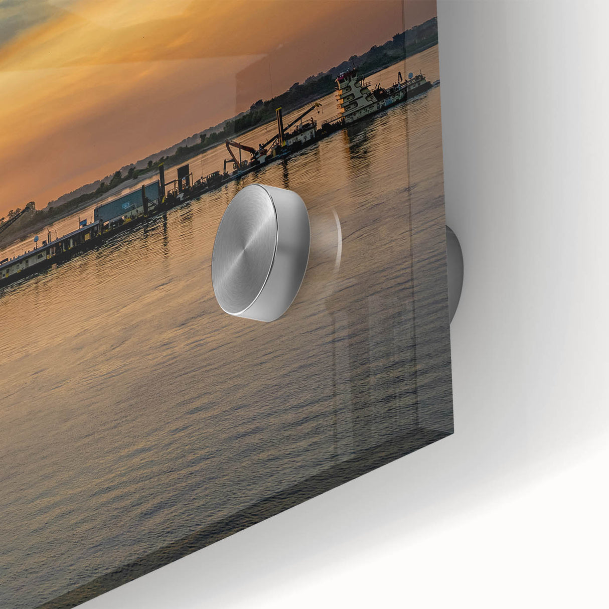 Large abstract wall art of Memphis scenery in muted earth tones on acrylic glass, ideal for dining room ambiance.