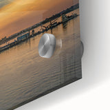 Large abstract wall art of Memphis scenery in muted earth tones on acrylic glass, ideal for dining room ambiance.