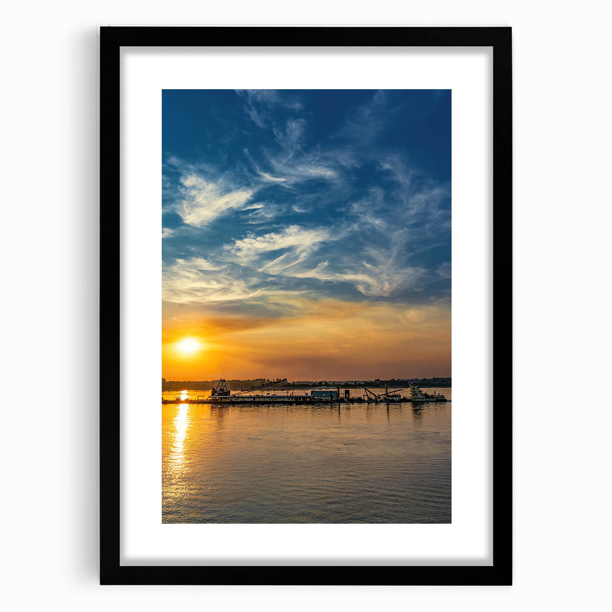 Colorful abstract art print of Memphis scenery in vibrant hues on a textured, extra large canvas, framed in black.
