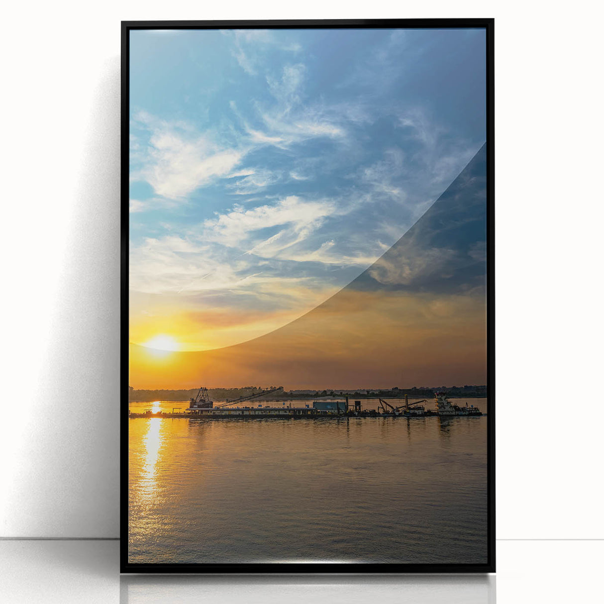 Large abstract wall art depicting Memphis skyline in muted gray and blue tones on a framed acrylic print.