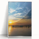 Framed acrylic print of Memphis skyline with pastel shades, ideal for modern art wall decor in a nursery.
