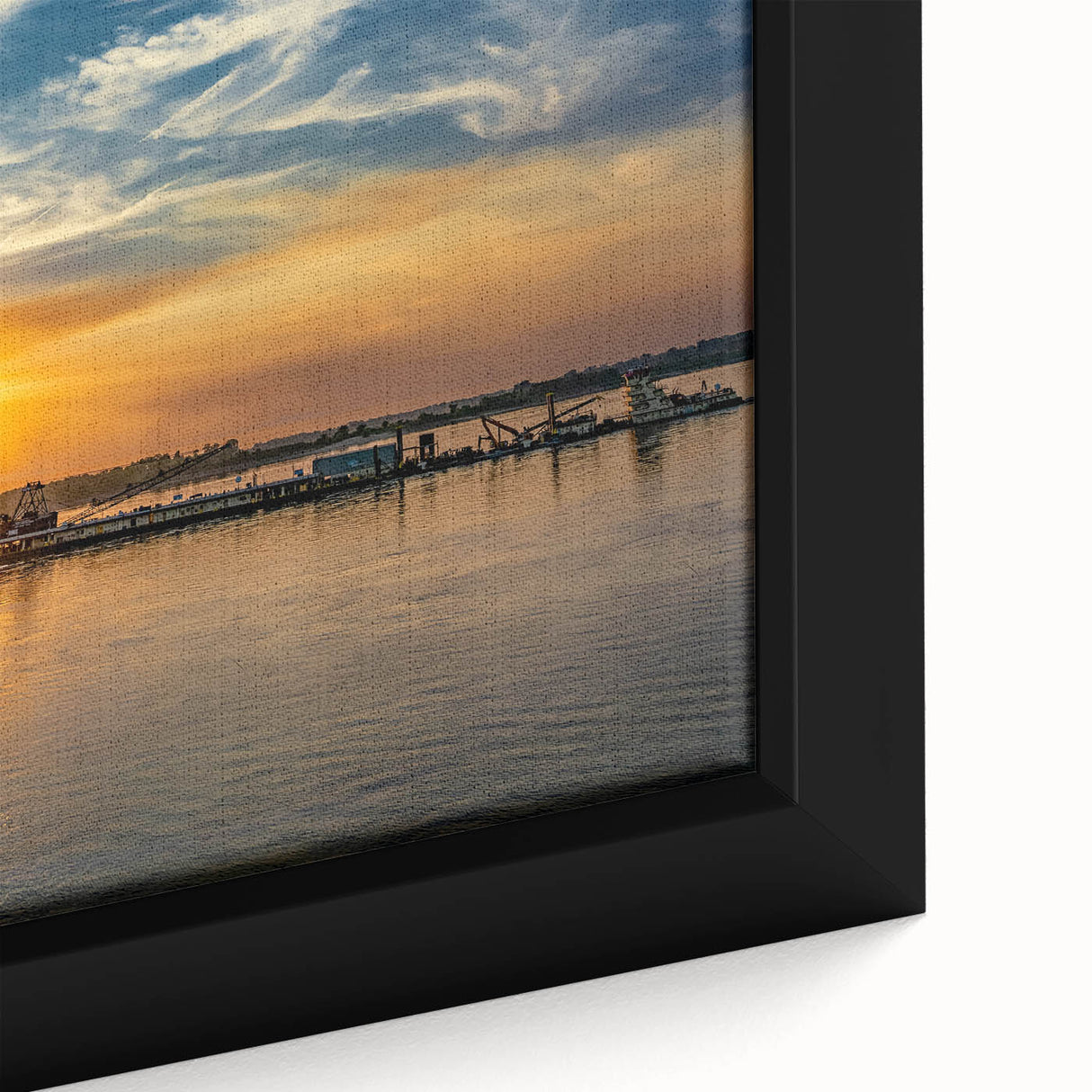 Framed canvas of Memphis skyline in black with colorful, textured highlights, ideal for living room decor.