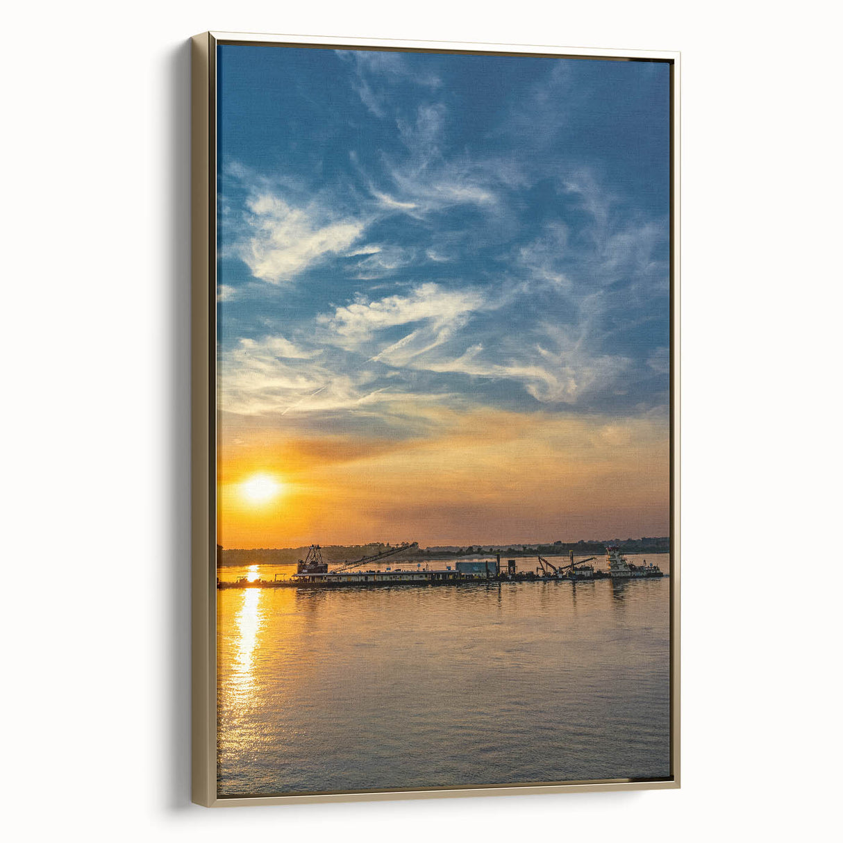 Framed canvas wall art depicting a vintage-style Memphis landscape in muted gold and black tones, ideal for bedroom decor.