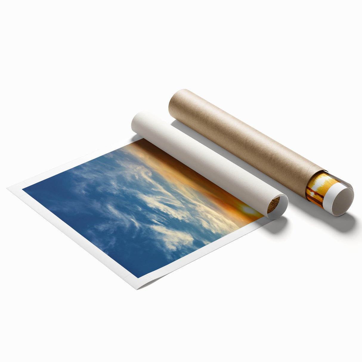 Extra large rolled print of Memphis scenery with floral motifs in muted earth tones, ideal for classy bathroom wall art.