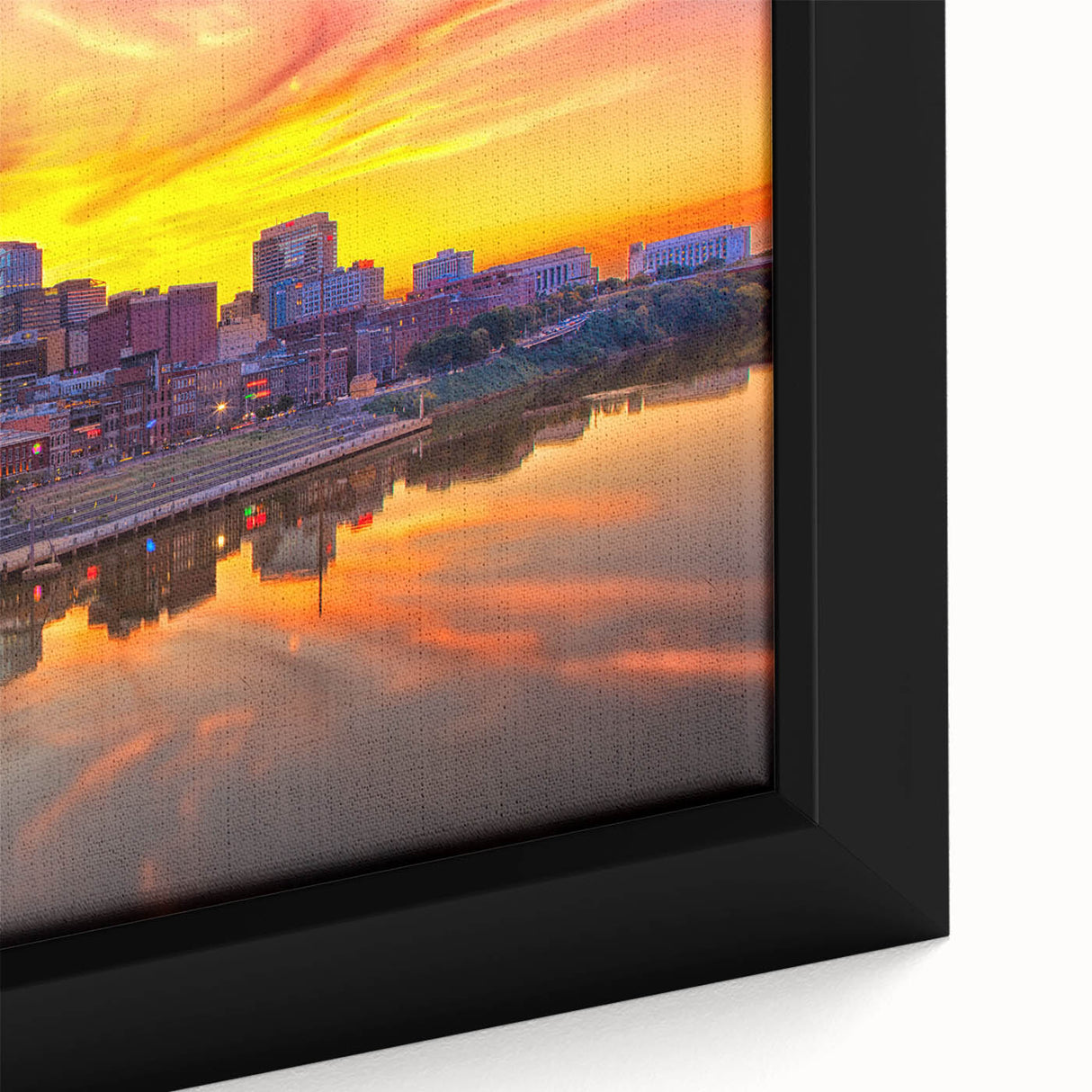 Extra large framed canvas featuring a textured depiction of the Nashville skyline in black with colorful accents.