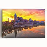 Black and white large art print of Nashville skyline on stretched canvas, ideal for kitchen wall art.