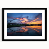 Extra large abstract art print of Dallas skyline in vibrant colors on textured canvas, framed in black.