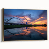Framed canvas of Dallas landscape in vintage poster style, featuring black and gold tones, ideal for bedroom wall art.