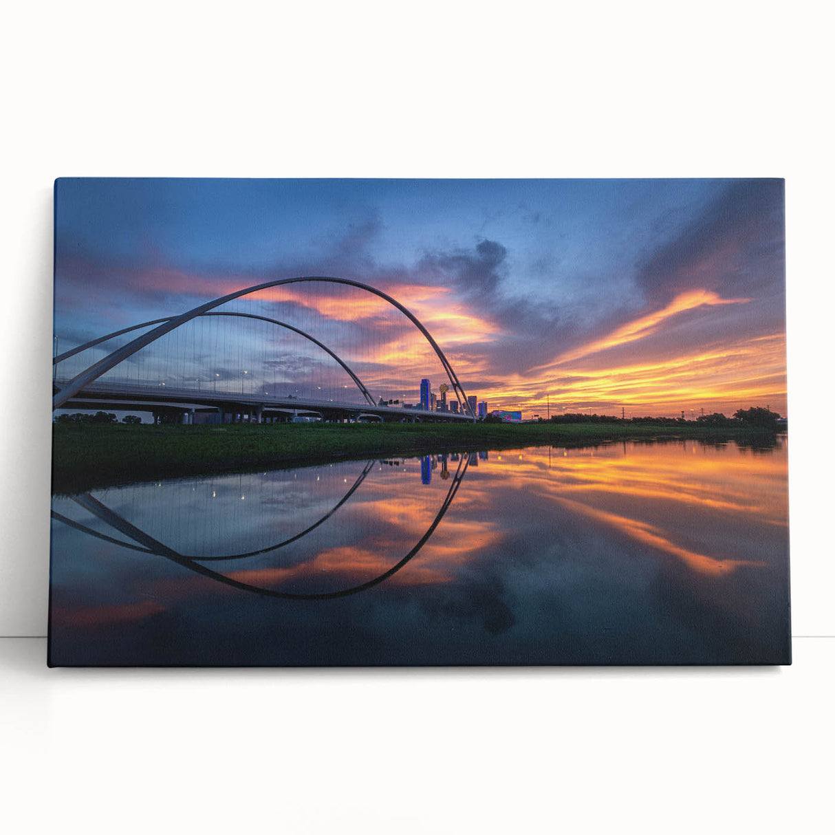 Black and white stretched canvas of Dallas skyline, ideal for kitchen wall art or bedroom ambiance.