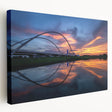 Dallas skyline in muted gray and blue tones on a large stretched canvas, suitable for kitchen wall art.
