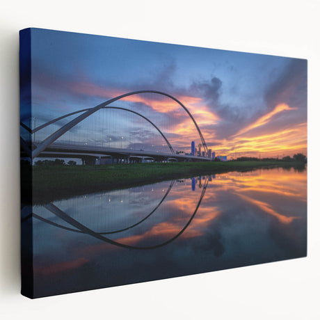 Dallas skyline in muted gray and blue tones on a large stretched canvas, suitable for kitchen wall art.