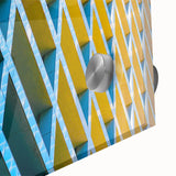 Large abstract wall art featuring the Houston skyline in muted gray and blue tones on acrylic glass.