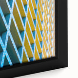 Framed canvas depicting a textured, colorful art scene of Houston skyline, ideal for extra large living room wall art.