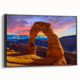 Black and white framed canvas of Arches National Park, ideal for bedroom wall art.