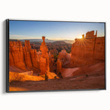 Black and white wall art featuring Bryce Canyon landscape on framed canvas, suitable for bedroom decor.